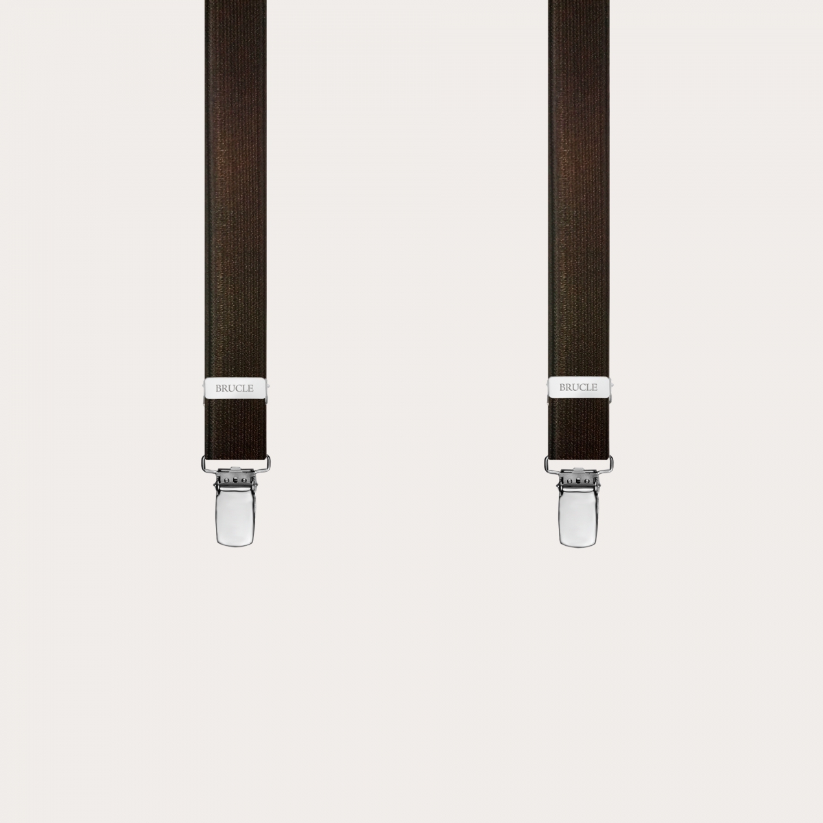 Clip-on slim Braces Elastic X Suspenders brown