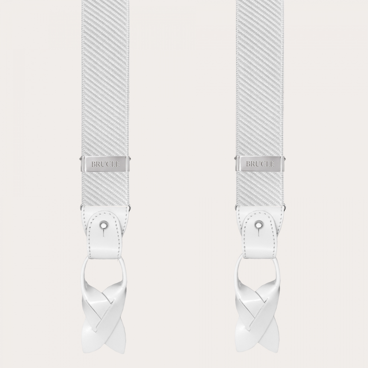 Bretelle cerimoniali bianche lucide a righe doppio uso