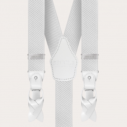 Bretelle da cerimonia elastiche in raso a righe, bianco