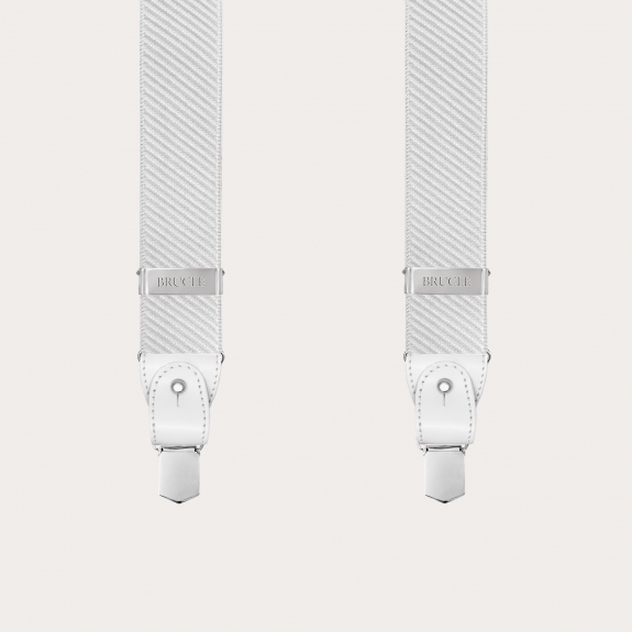 Formal Y-shape elastic suspenders, white striped