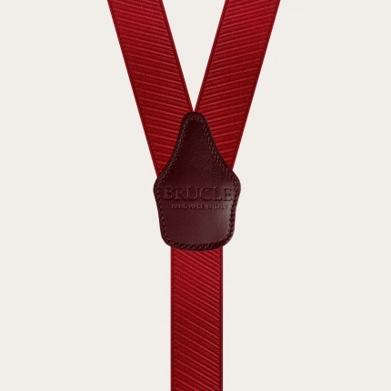 Elastische formelle Hosenträger aus gestreiftem Satin, Burgund