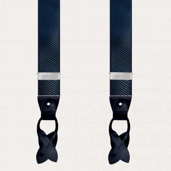 Y-shape elastic suspenders, dark blue