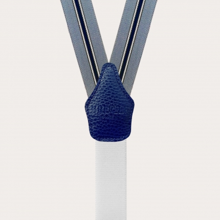 Y-shape elastic suspenders, Regimental blue