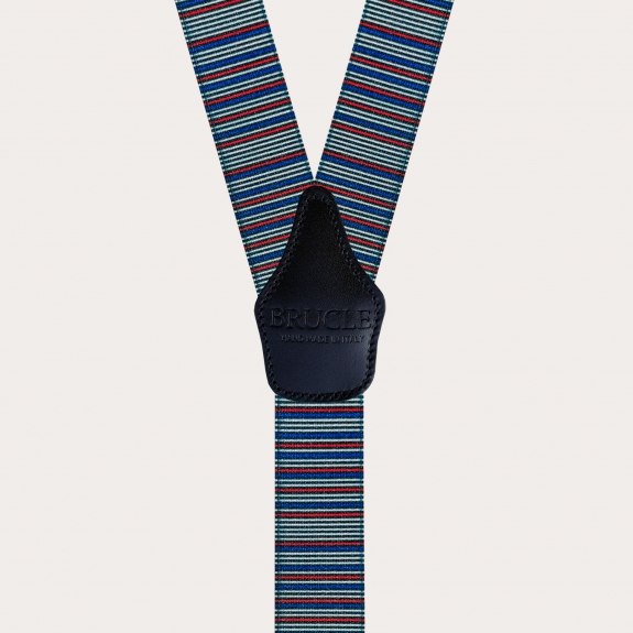 Bretelles homme lignes horizontales bleue rouge