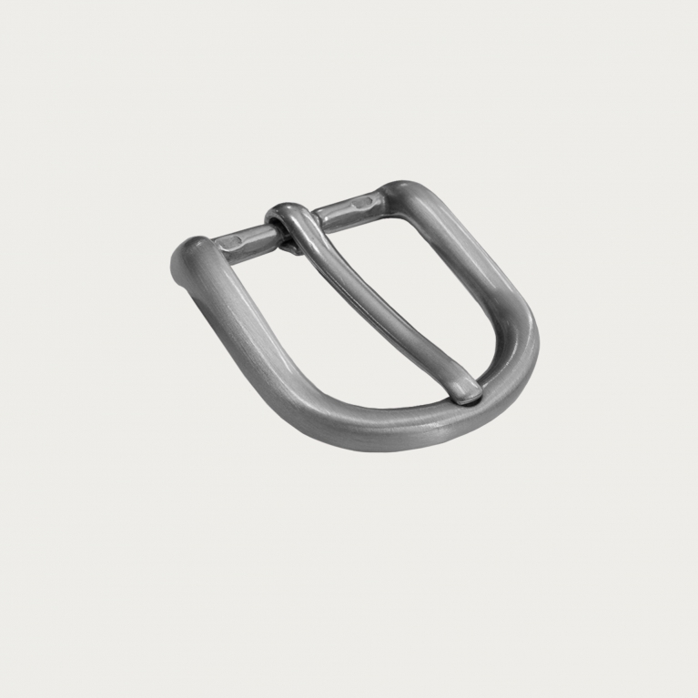 Round nickel free buckle for 25 mm belts, satin silver