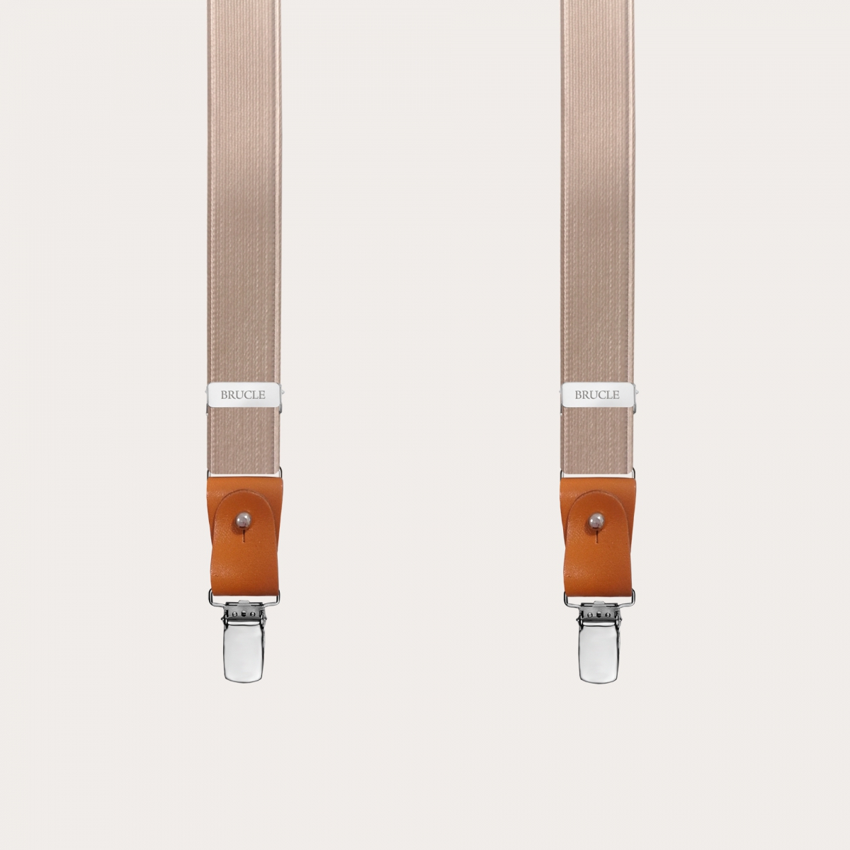 BRUCLE Formal thin Y-shape elastic suspenders, beige