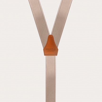 BRUCLE Bretelle in raso elastico con baffi e clip, beige