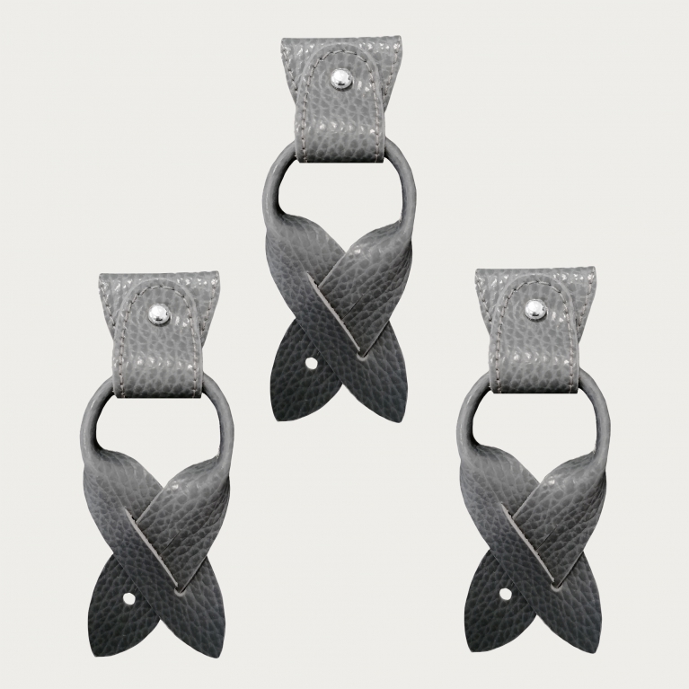 Set von Konvertierbare Enden + terminals für Knöpfe grau für Hosenträger Y-Form mit Clips oder zum Knöpfen