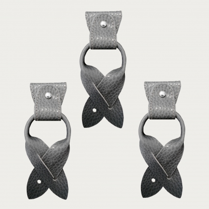 Replacement for Y-shape suspenders ends+ears strips for button end, grey