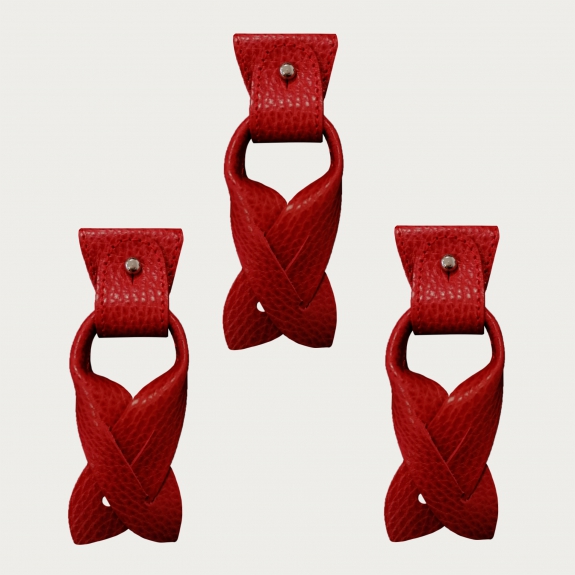 Replacement for Y-shape suspenders ends+ears strips for button end, red