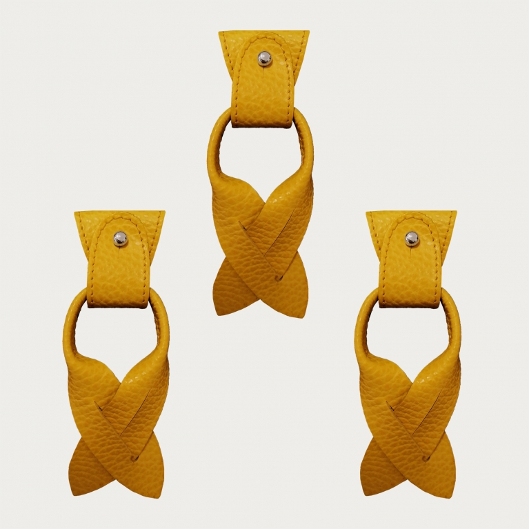 Replacement for Y-shape suspenders ends+ears strips for button end, yellow