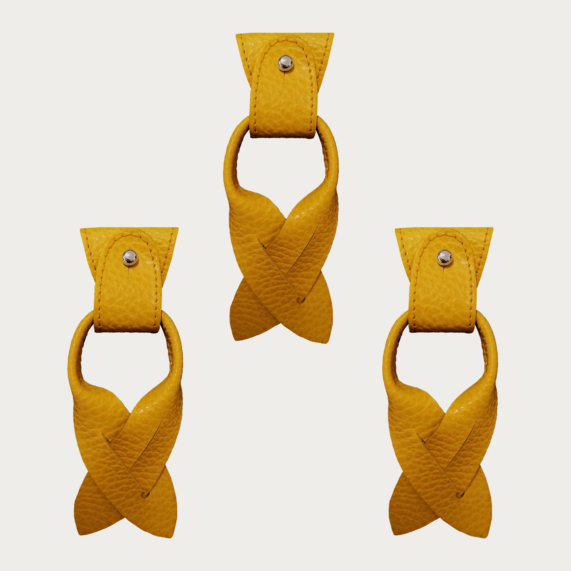 BRUCLE Replacement for Y-shape suspenders ends+ears strips for button end, yellow