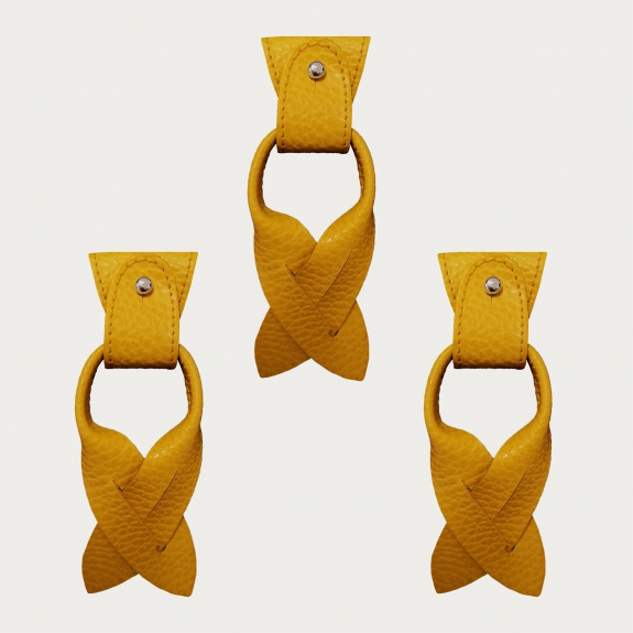 BRUCLE Replacement for Y-shape suspenders ends+ears strips for button end, yellow