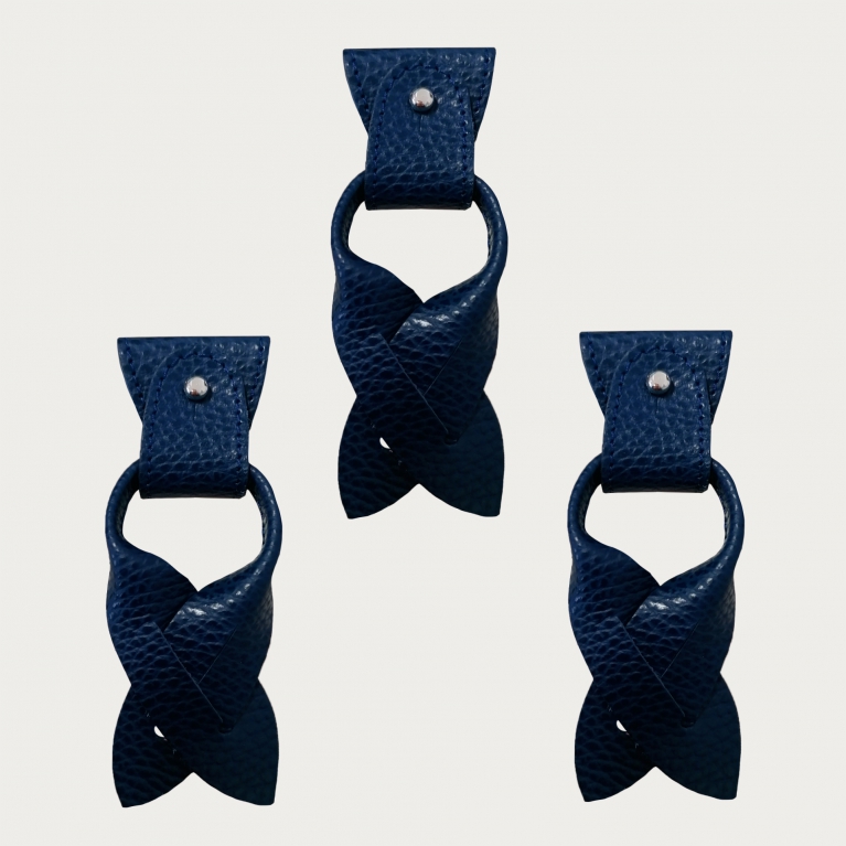 Replacement for Y-shape suspenders ends+ears strips for button end, blue