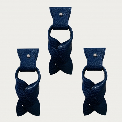 Replacement for Y-shape suspenders ends+ears strips for button end, blue