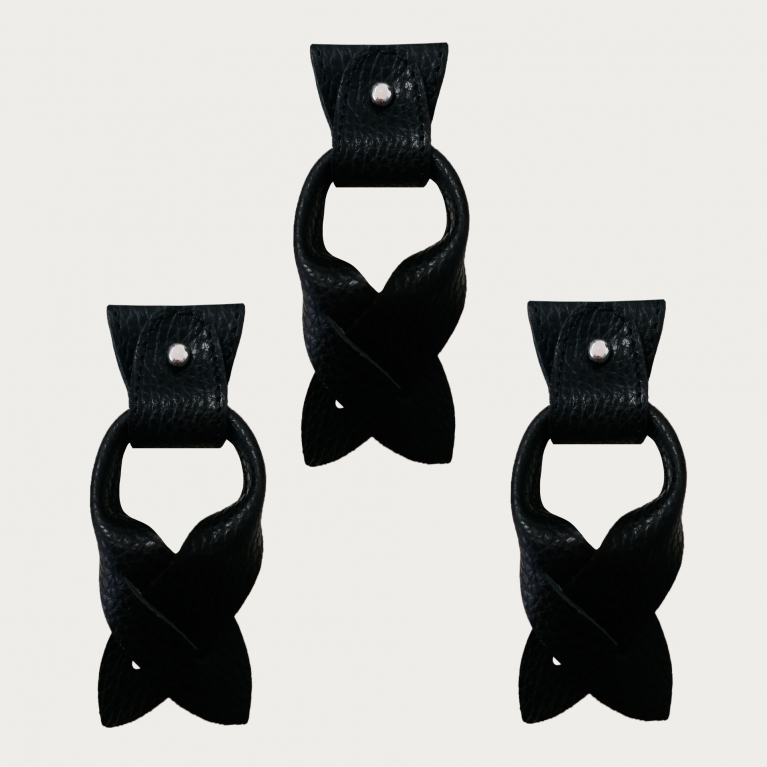 Replacement for Y-shape suspenders ends+ears strips for button end, black