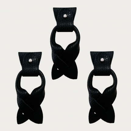BRUCLE Replacement for Y-shape suspenders ends+ears strips for button end, black