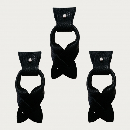 Replacement for Y-shape suspenders ends+ears strips for button end, black