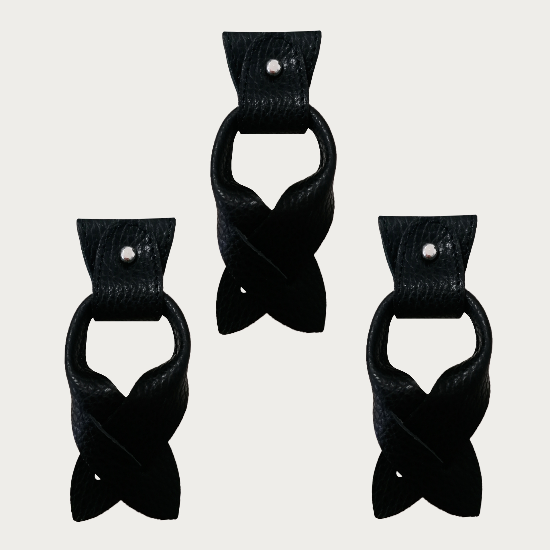 BRUCLE Replacement for Y-shape suspenders ends+ears strips for button end, black