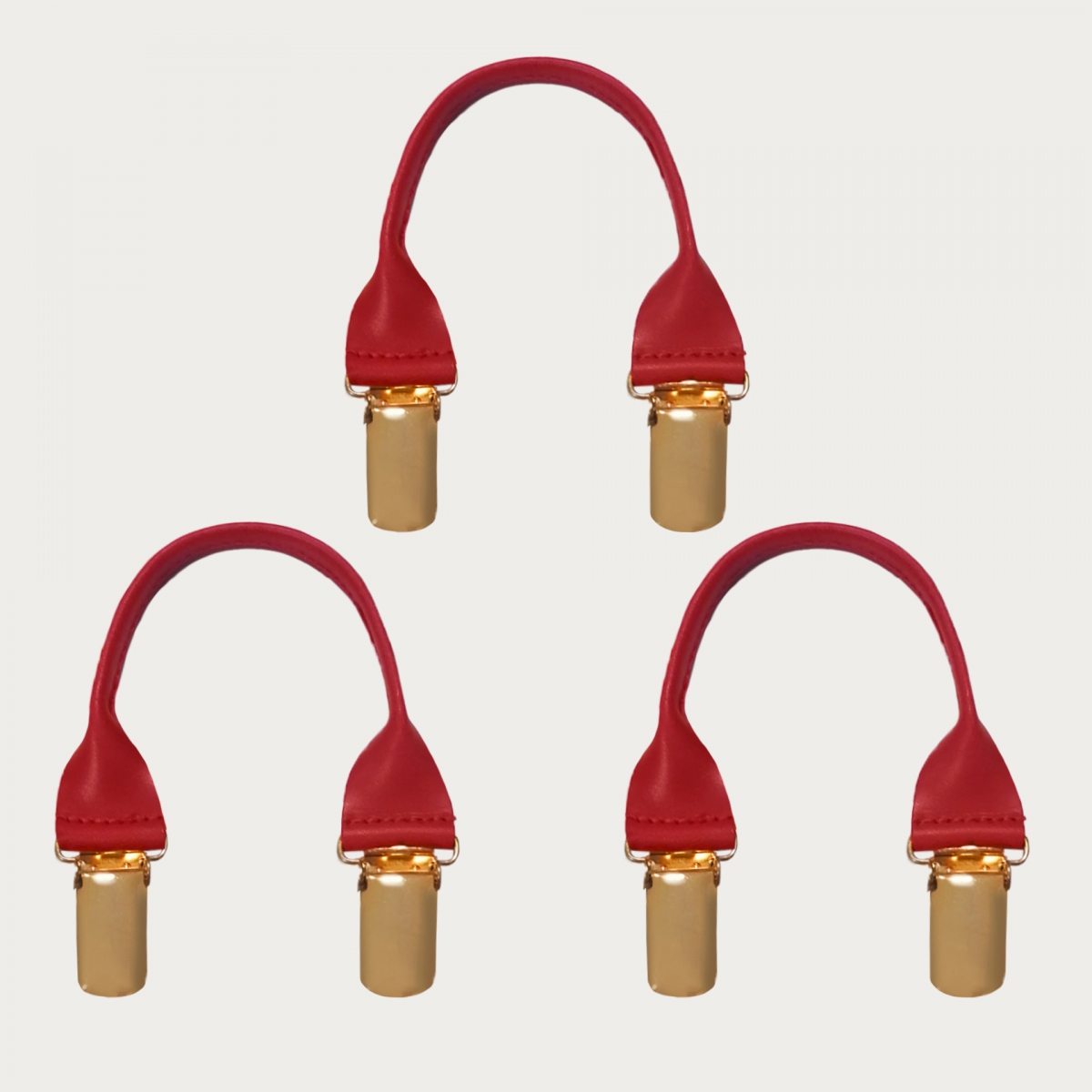 BRUCLE Conectores de cuero con clips dorados, 3 uds., rojo