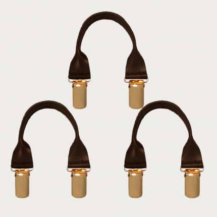 Conectores de cuero con clips dorados, 3 uds., marrón oscuro