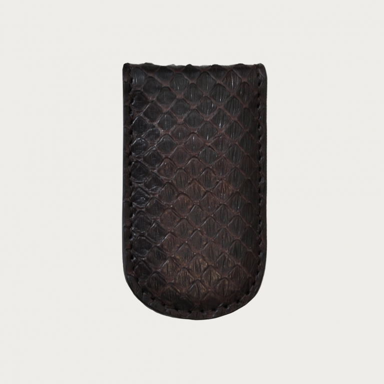 Magnetic money clip in python, dark brown