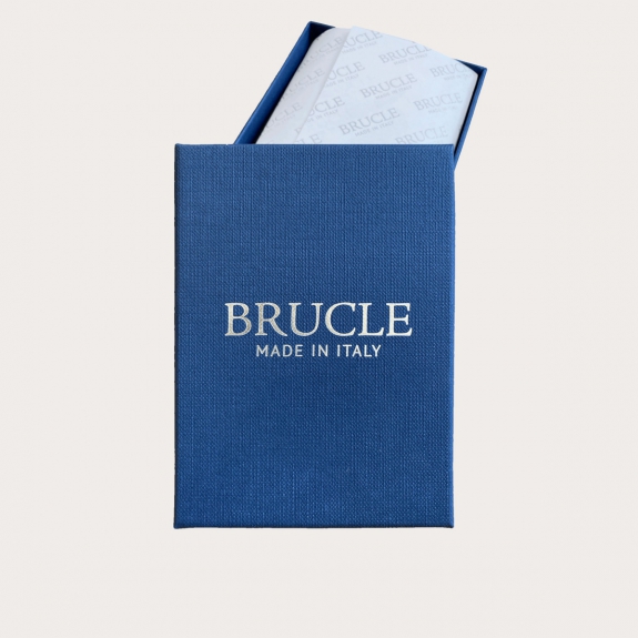 BRUCLE Wallet in genuine full grain leather with card holder, document holder and coin purse, blue color