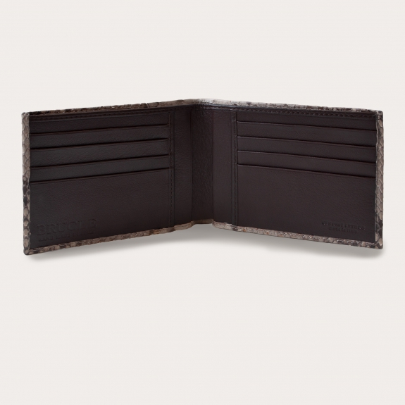 Genuine python bifold wallet, mud