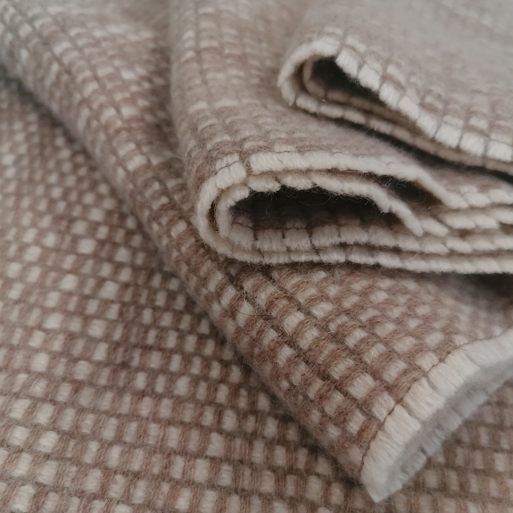 BRUCLE Bufanda de cachemira con patrón tejido, beige y blanco