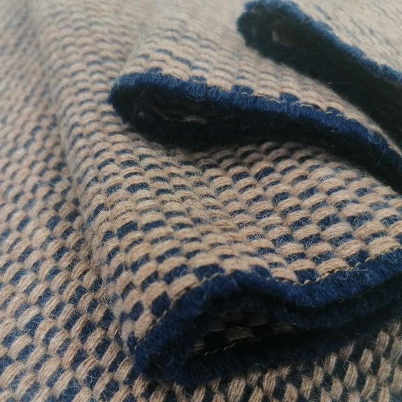 BRUCLE Bufanda de cachemira con patrón tejido, beige y azul