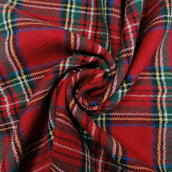BRUCLE Virgin wool scarf with tartan motif, red