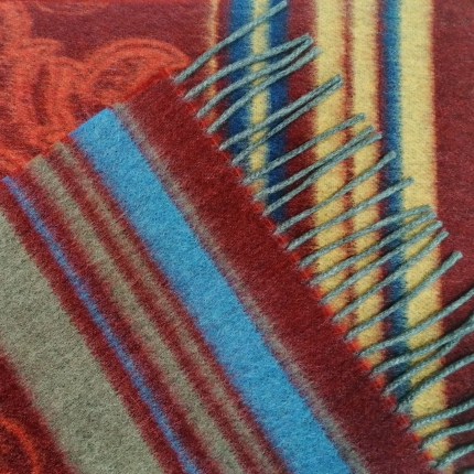 Bufanda de cachemir con motivo de paisley y rayas, multicolor