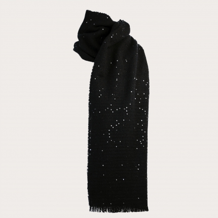 Long cashmere scarf with sequins, black