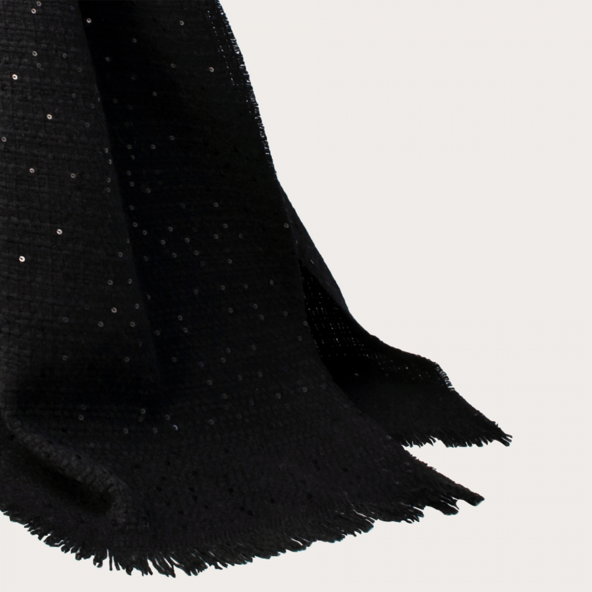 BRUCLE Long cashmere scarf with sequins, black