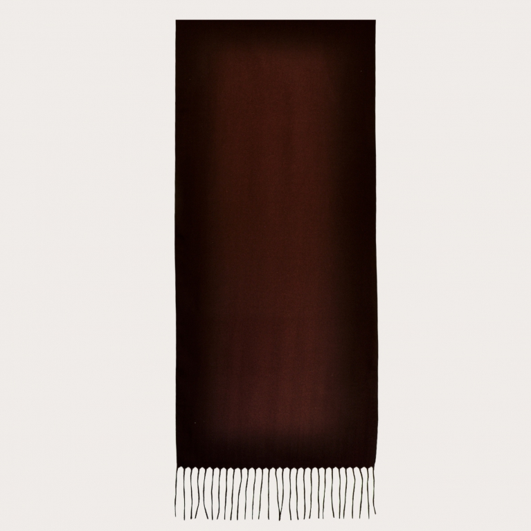 Warm cashmere scarf with fringes, dark brown