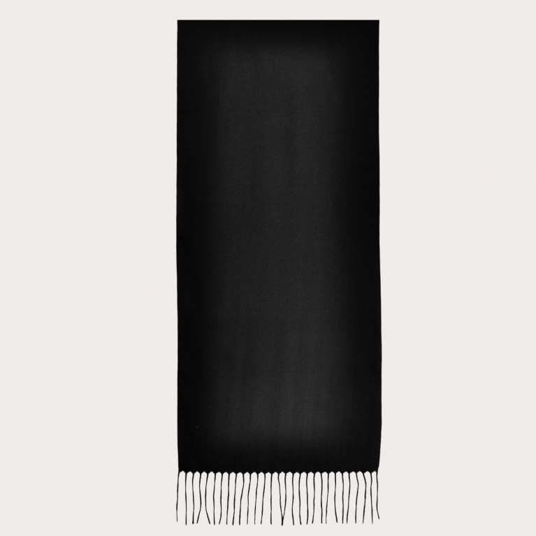 Warm cashmere scarf with fringes, black