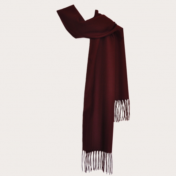BRUCLE Warm cashmere scarf with fringes, burgundy