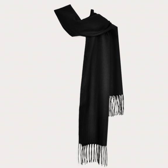 BRUCLE Warm cashmere scarf with fringes, black
