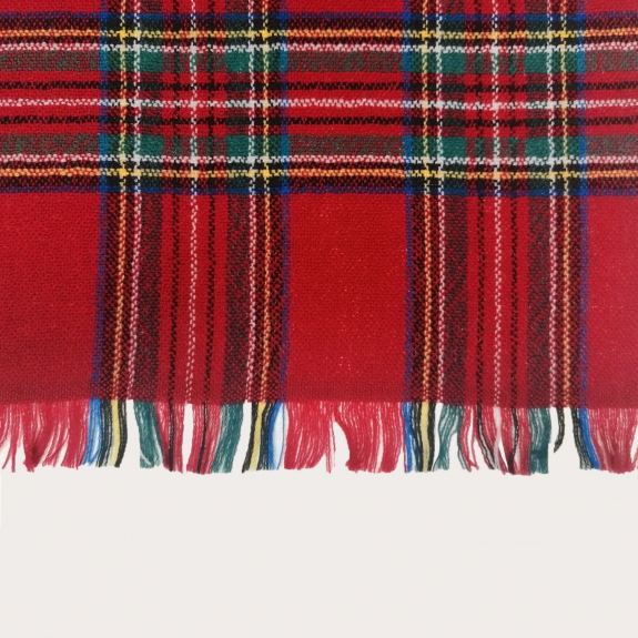 BRUCLE Echarpe en laine vierge à motif tartan, rouge