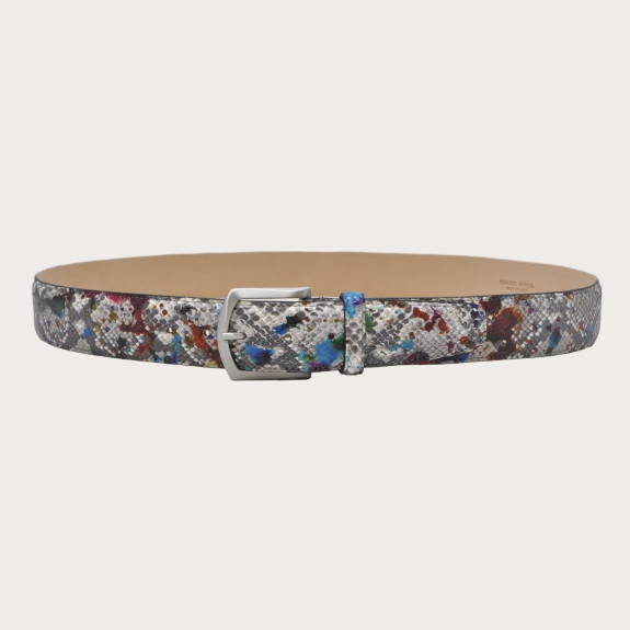 BRUCLE Nickel free belt in color-sprayed python leather, multicolor color