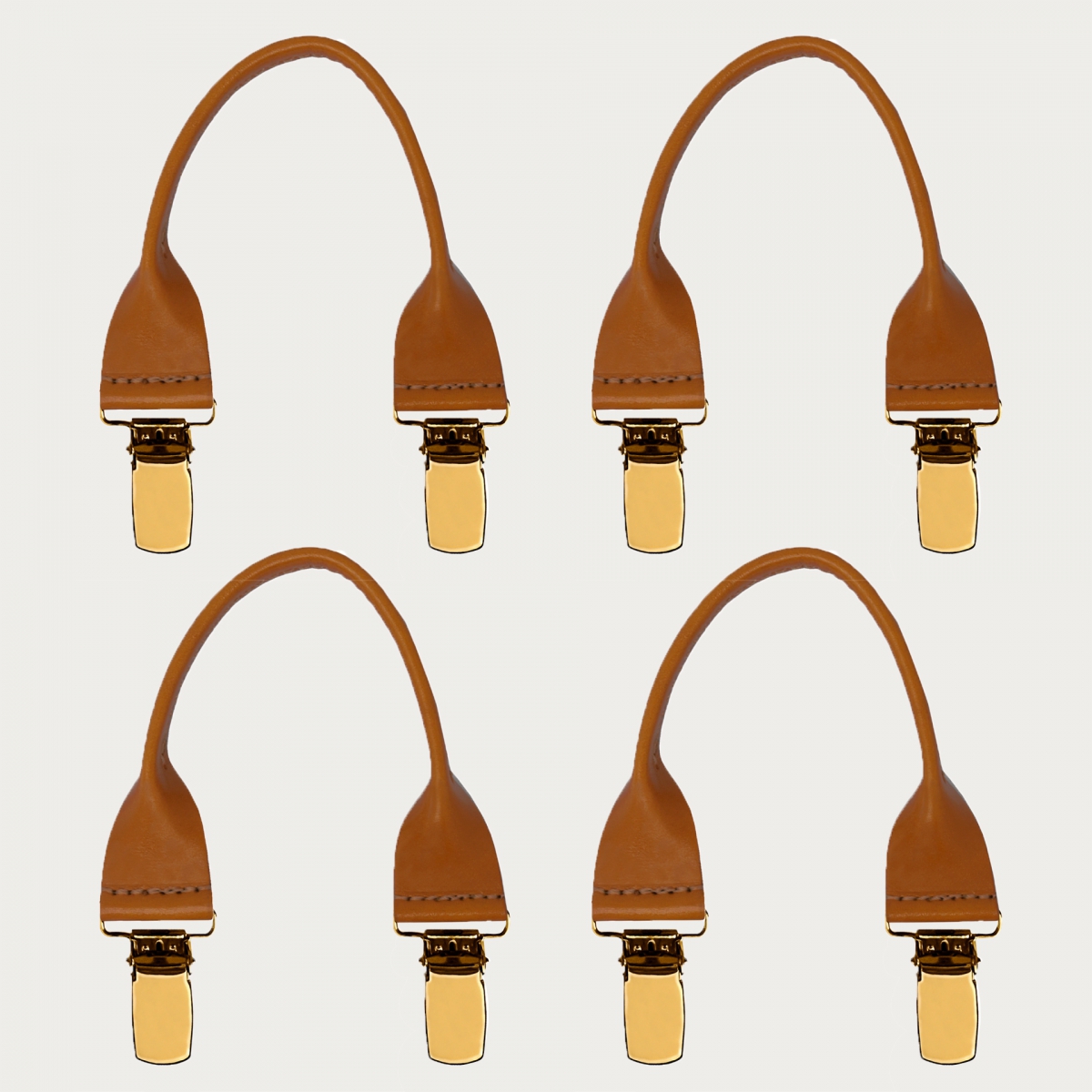 Set lazos marrón arce en cuero con clip dorado, 4 uds.