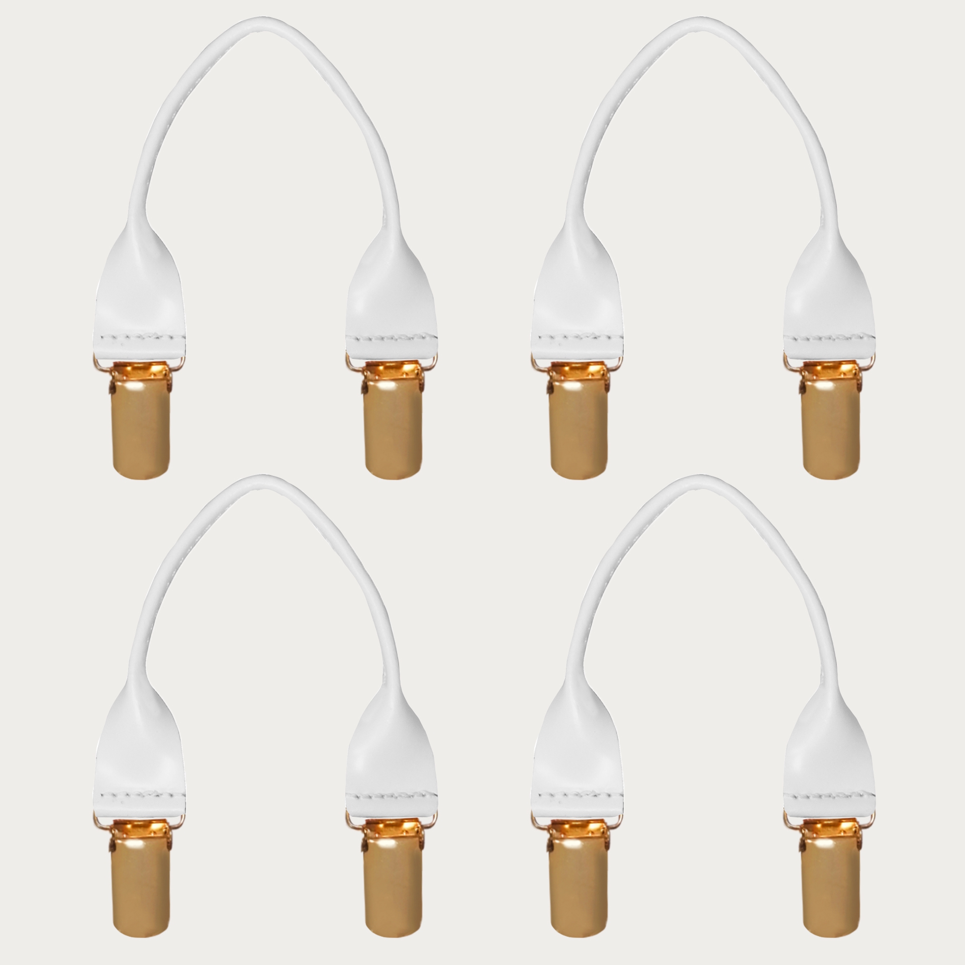 Knopfloch mit ersatzclip golden für Hosenträger weiß, 4 stk