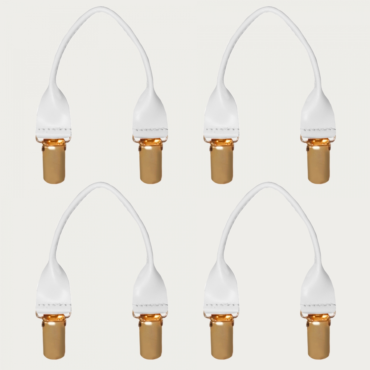 Lazos en cuero blanco con clip dorado, 4 uds.