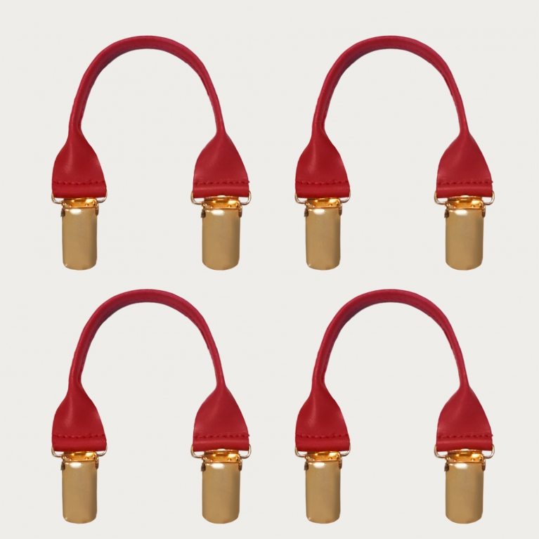Set baffi color rosso in cuoio con clip oro 4 pz.