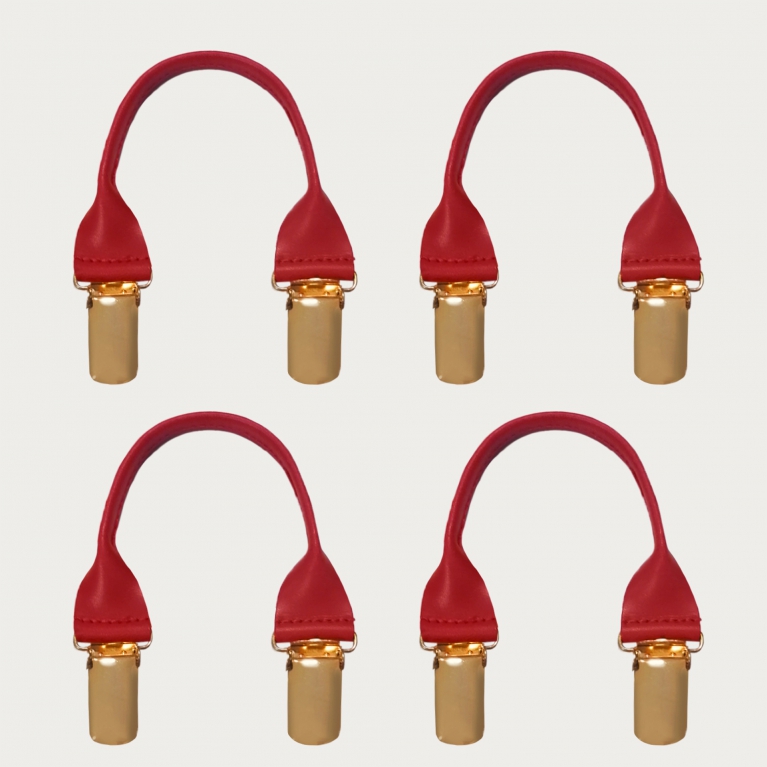 Set boutonnières rouge en cuir avec clips or, 4 pièces