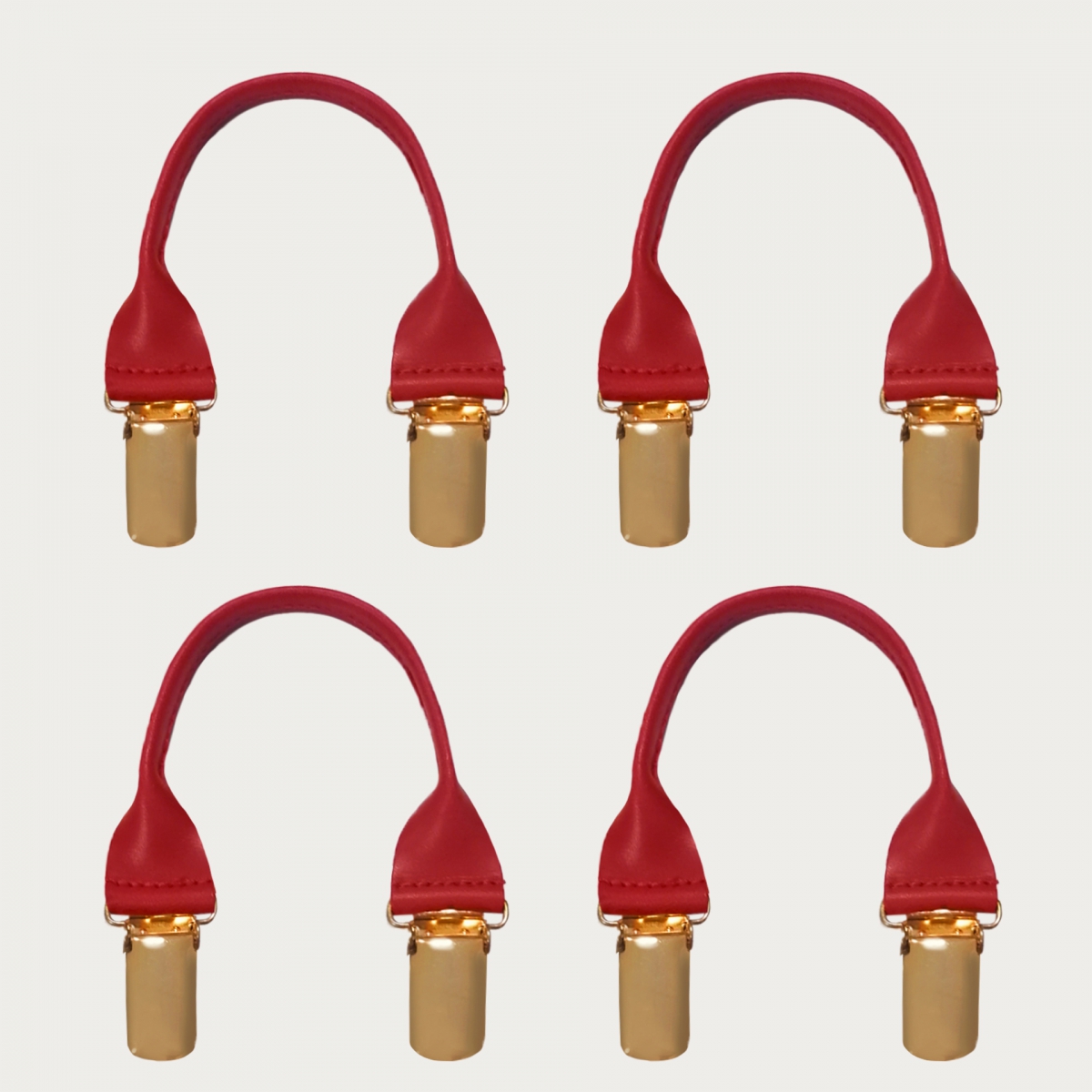 Set lazos rojos en cuero con clip dorado, 4 uds.