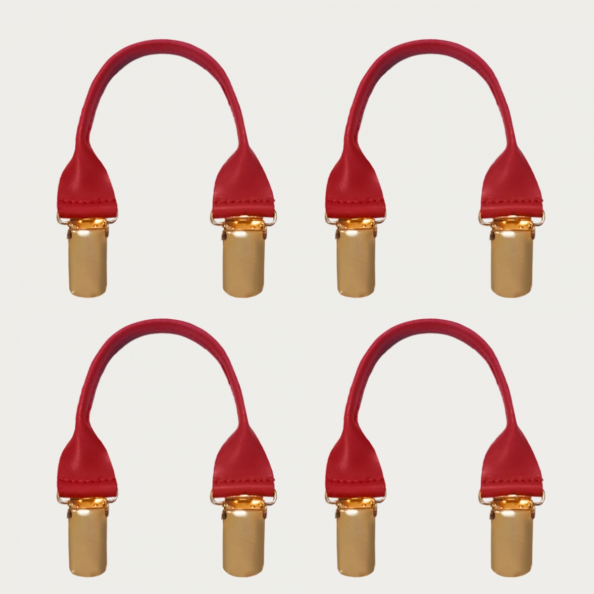 Set baffi color rosso in cuoio con clip oro 4 pz. 