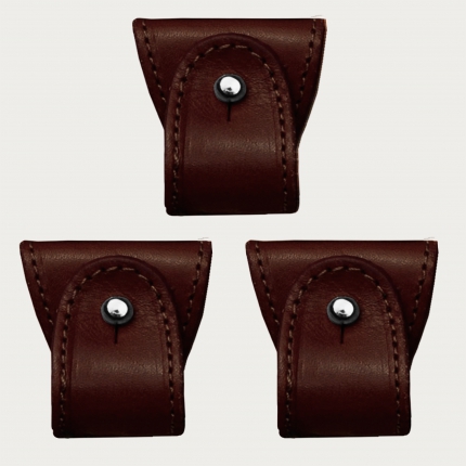Replacement nickel free convertible ends for Y-shape suspenders, dark brown