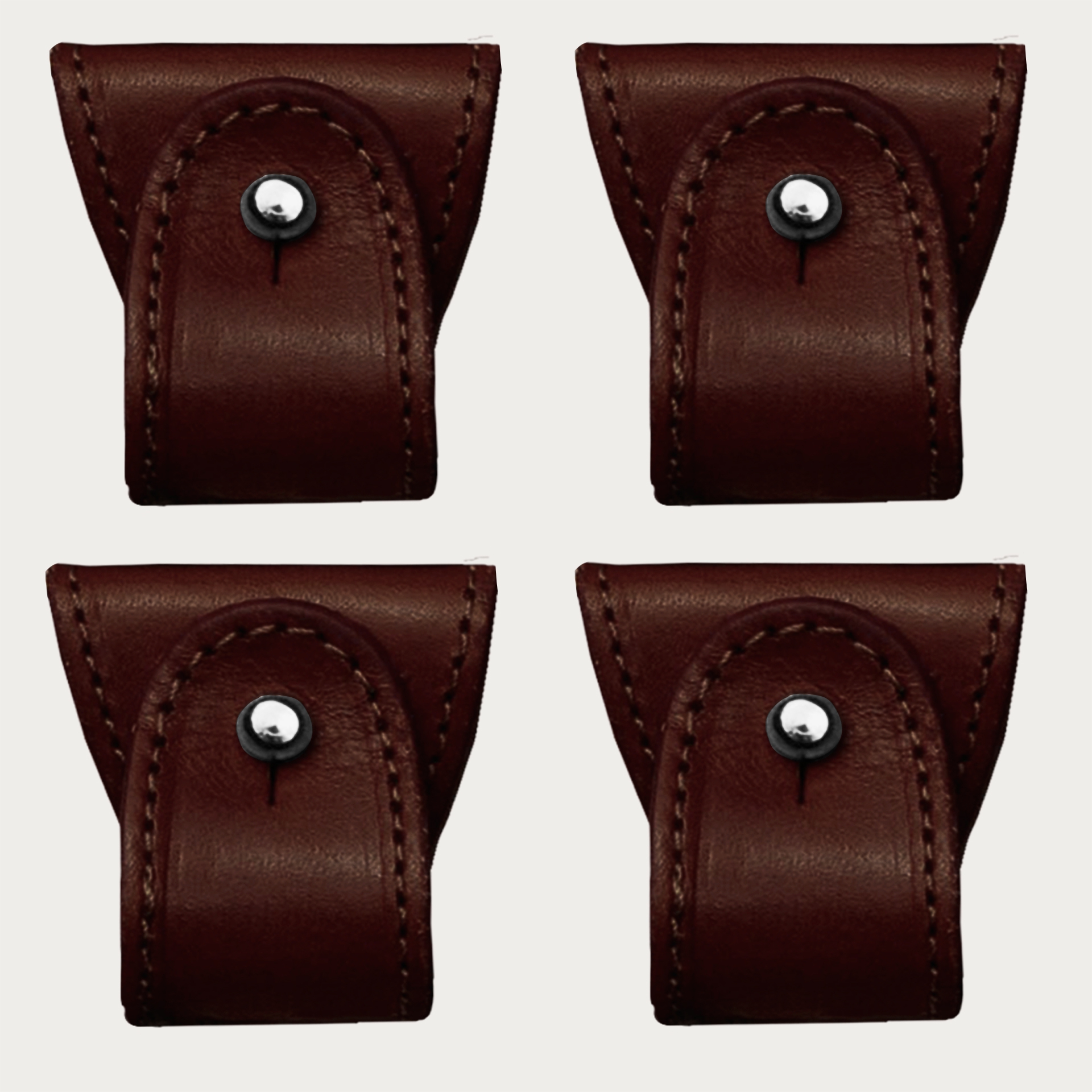 Replacement set of leather ends for dual use suspenders, 4 pcs., dark brown