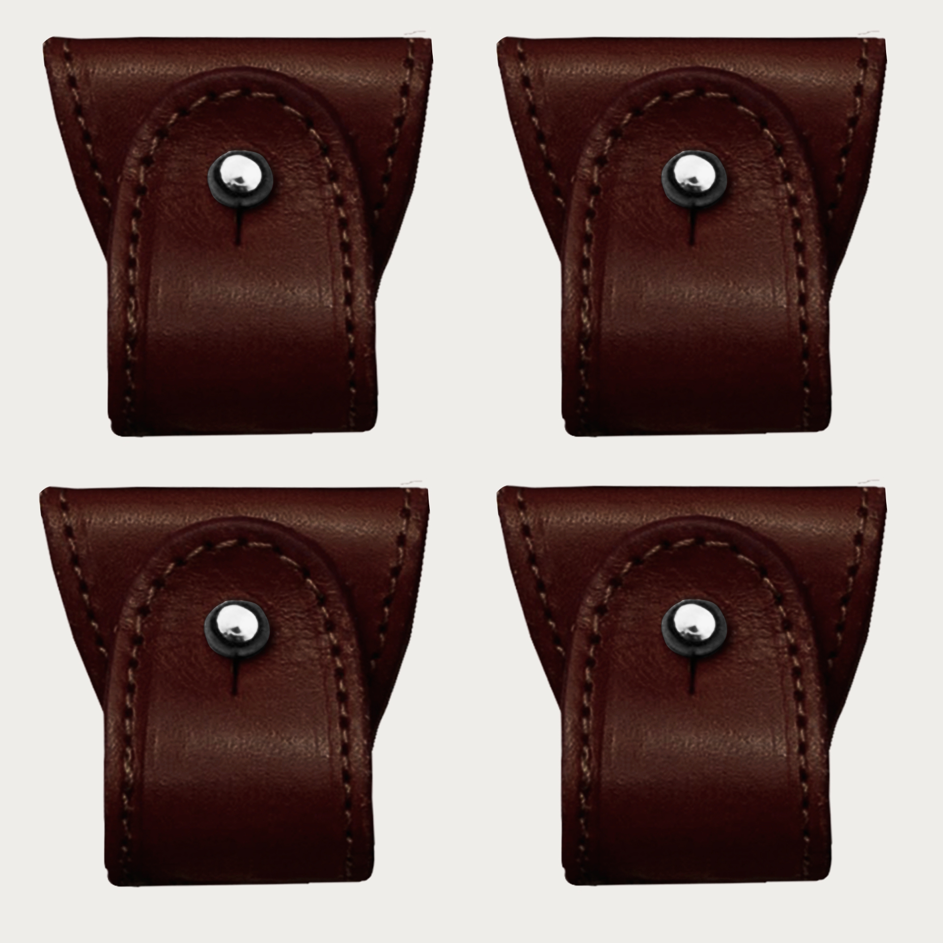 Replacement set of leather ends for dual use suspenders, 3 pcs., cognac